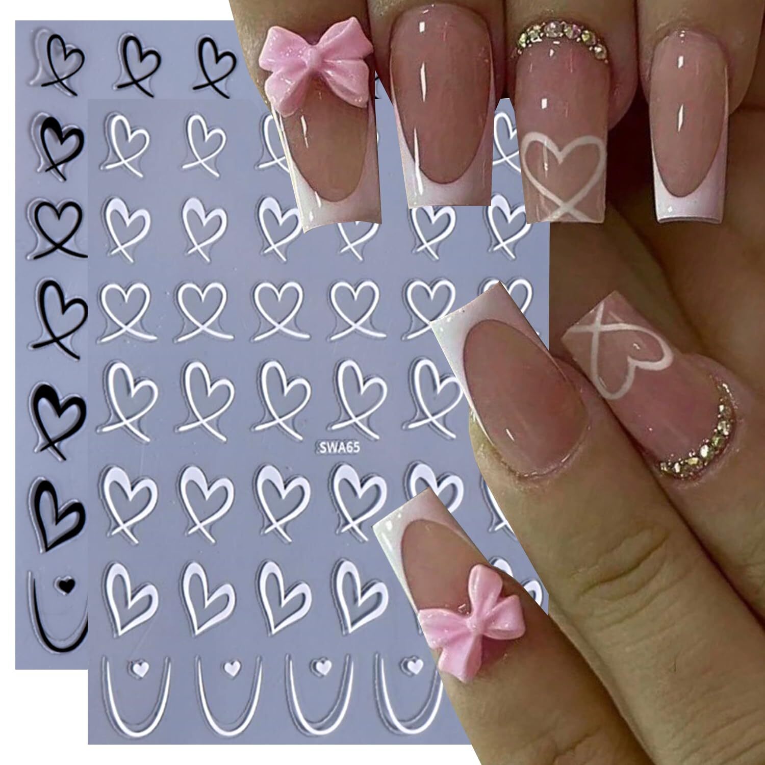 Heart Nail Stickers for Art Love Decals French Colorful