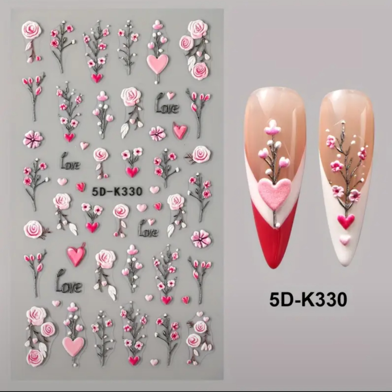 5D Embossed Floral Nail Art Stickers, Valentine’S Day Rose,Perfect for Women And