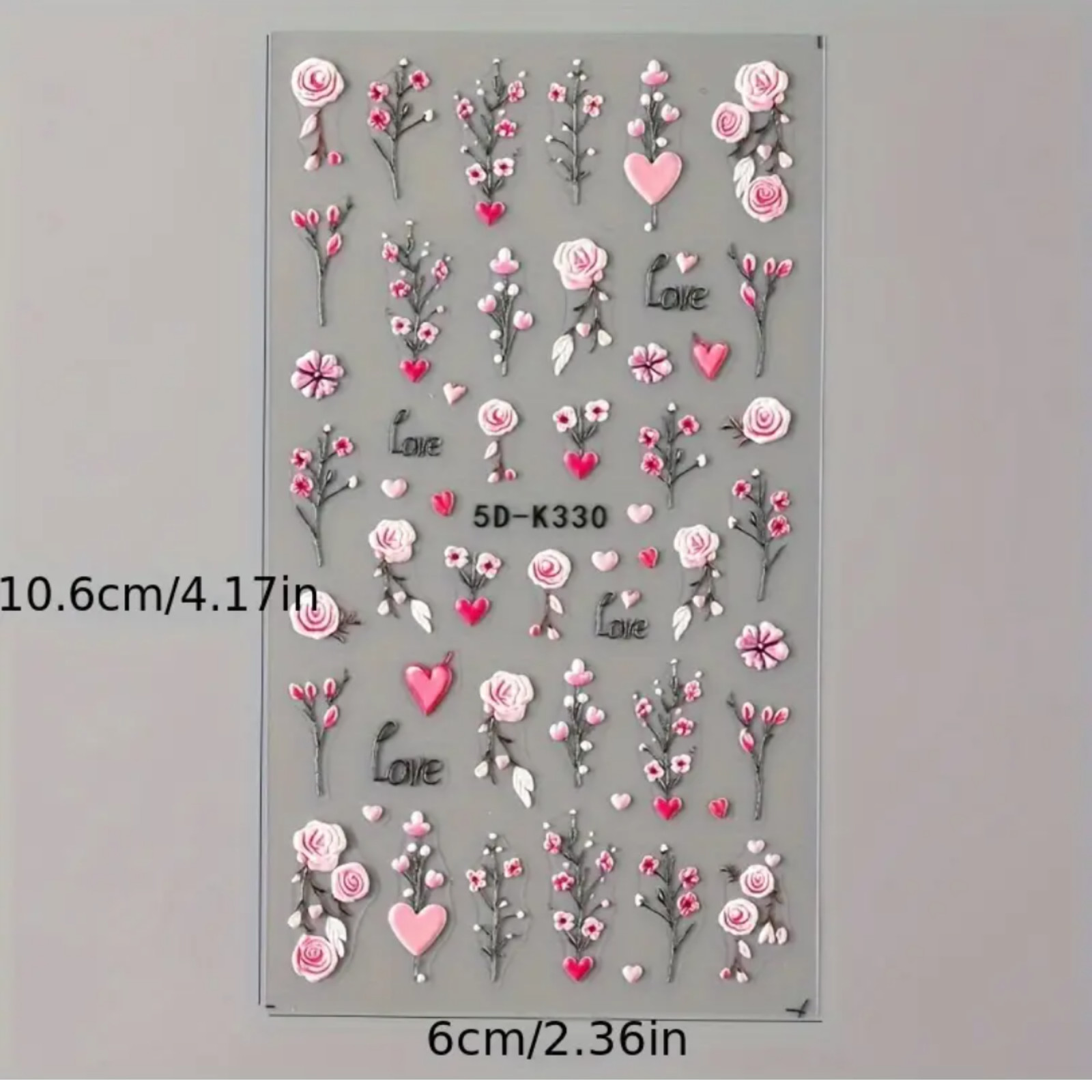 5D Embossed Floral Nail Art Stickers, Valentine’S Day Rose,Perfect for Women And