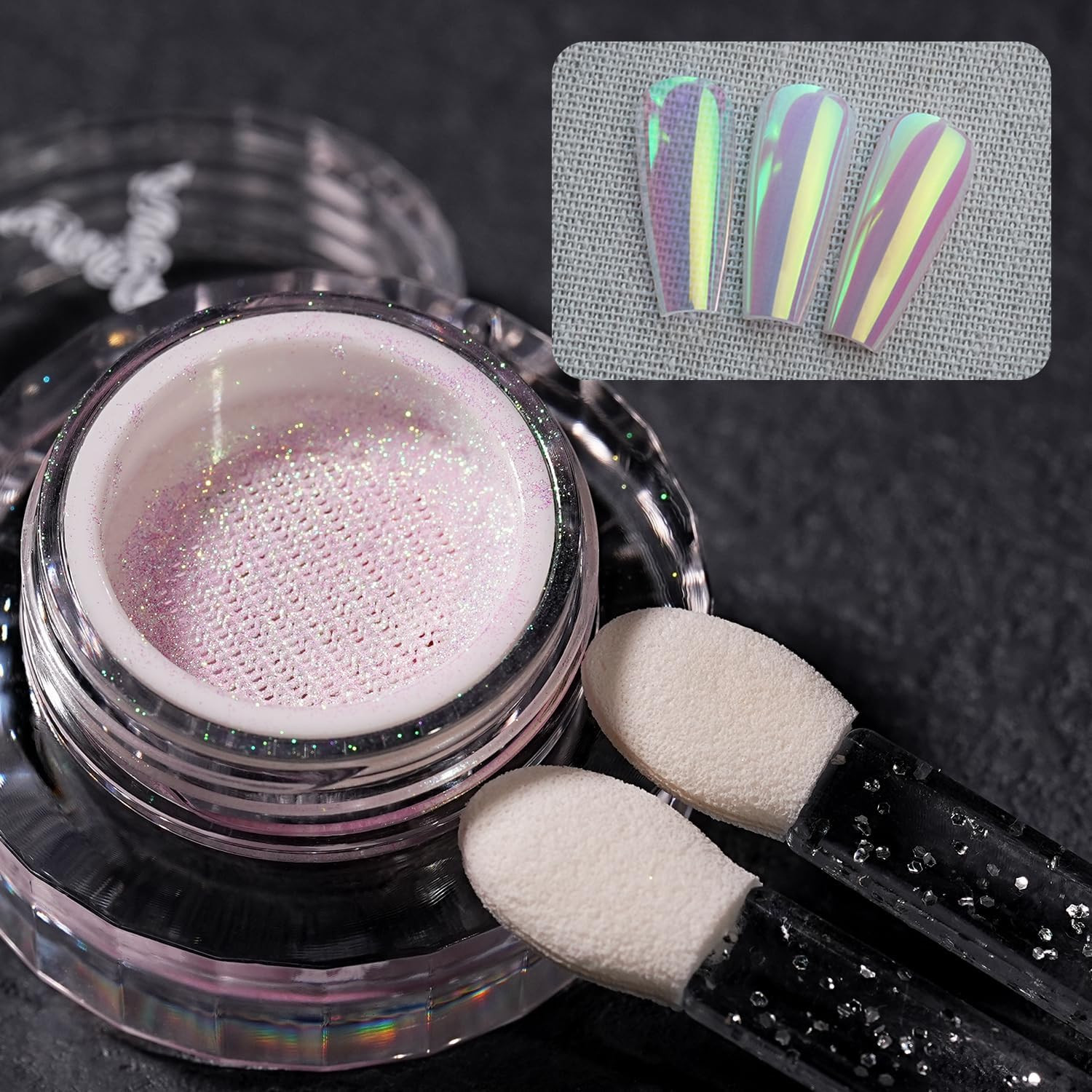 Yokefellow Gleamtap Cushion Aurora Chrome Nail Powder -Mermaid Aurora Effect,Nai