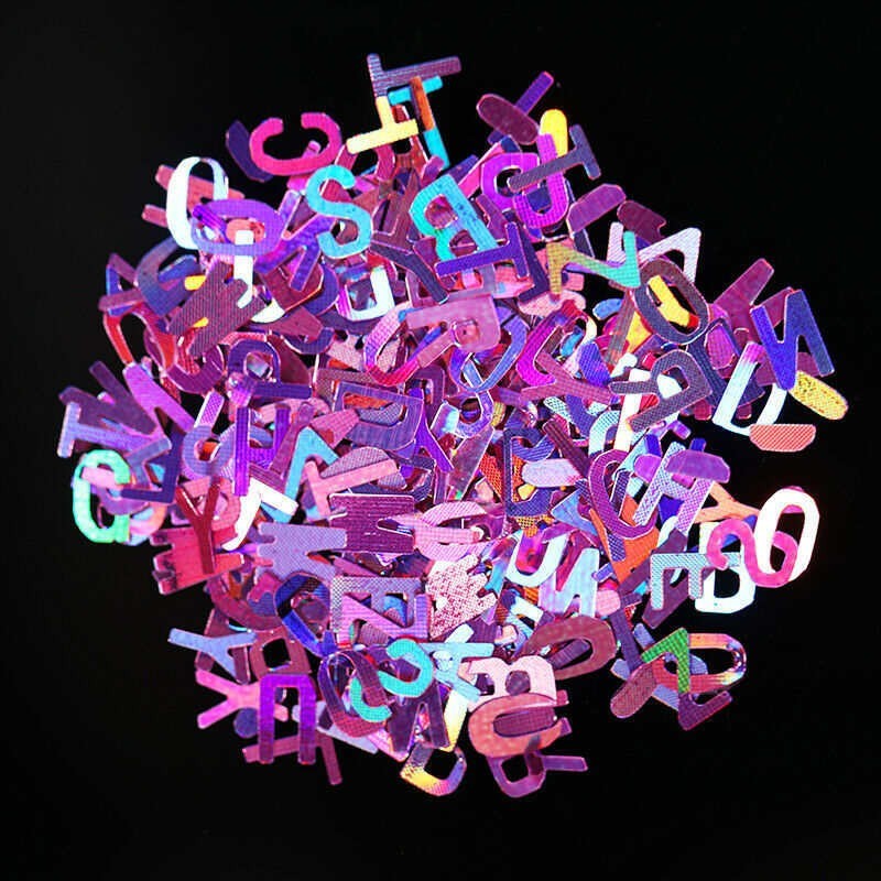 12 Colors Holographics Letter Nail Art Sequins Colorful UV Gel Decoration