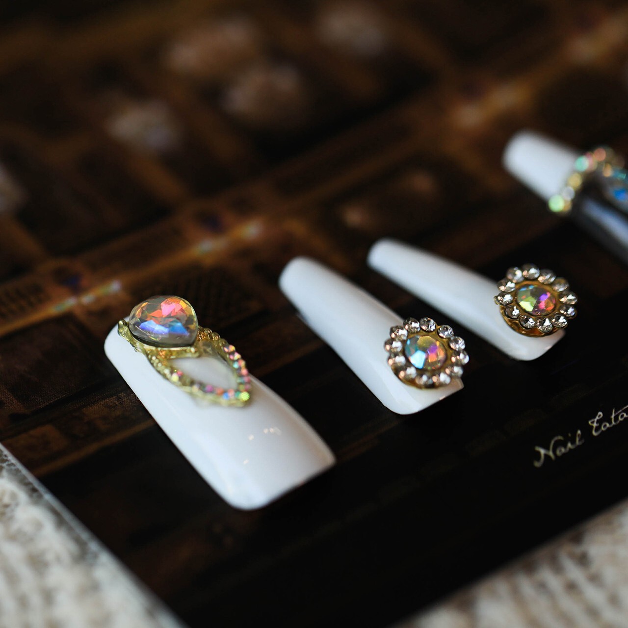 15Pcs White Lover Press on Nail Art By Handmade