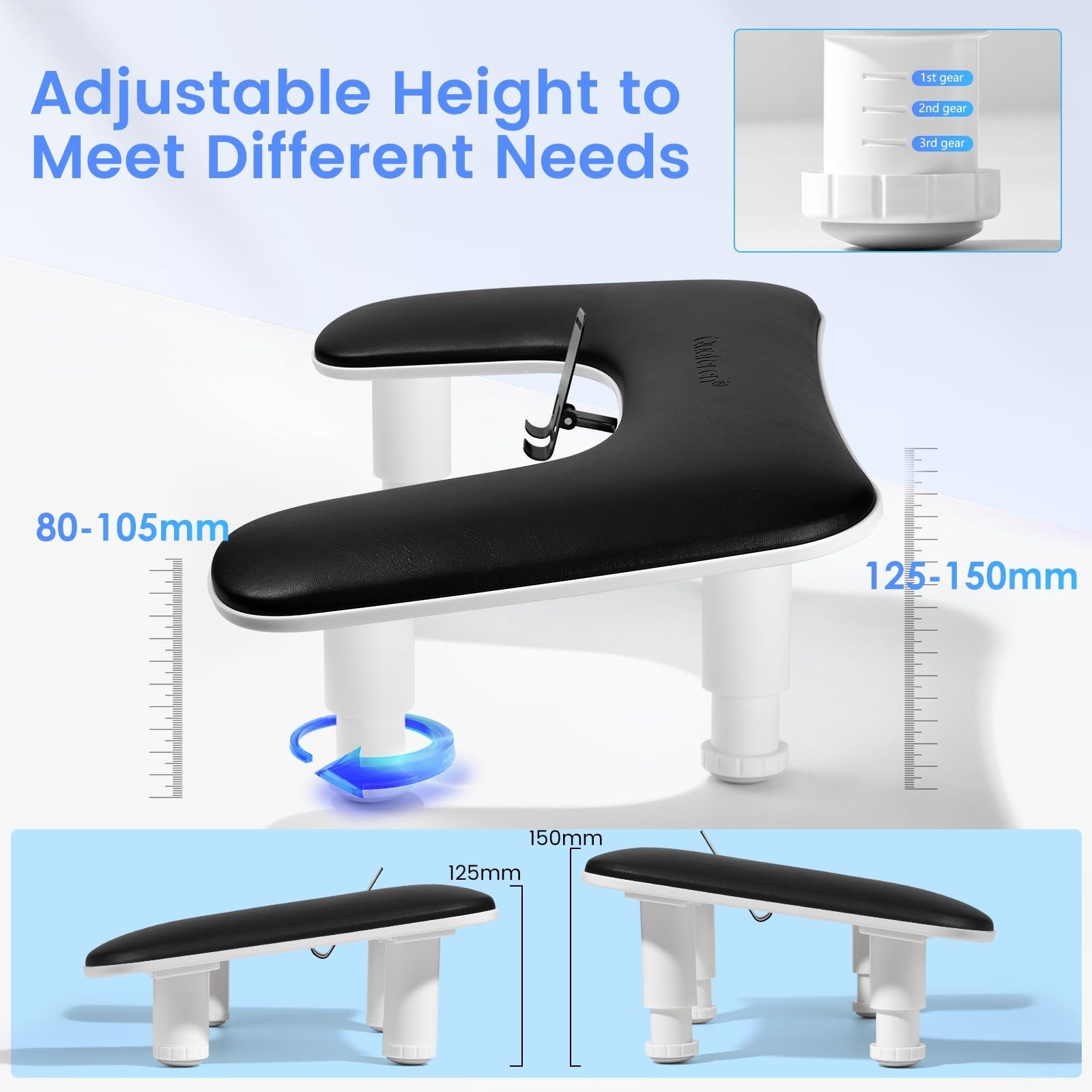 Adjustable Nail Tech Arm Rest with Rotating Phone Stand – U-Shaped Hand Pillow f