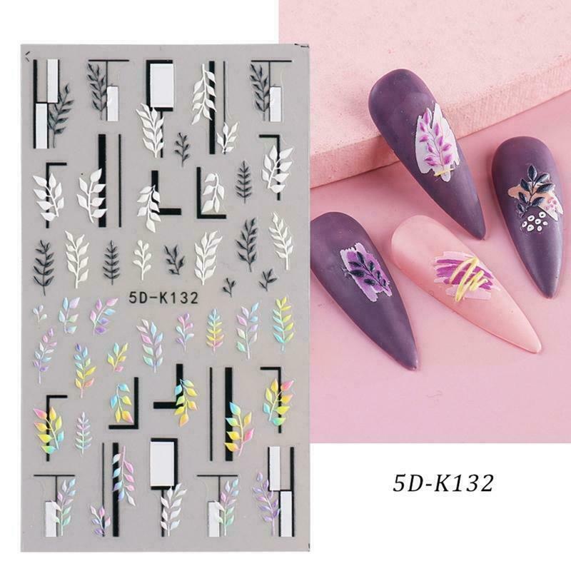 Flower Leaf Lace Geometric Nail Art Stickers 5D Nail Art Decal Manicure DIY NS24
