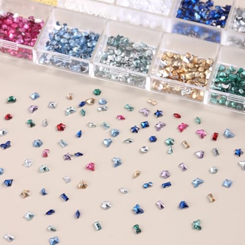 3D Mini Nail Charms Set, Multi-Shape Colorful Tiny Nail Gems & Mini