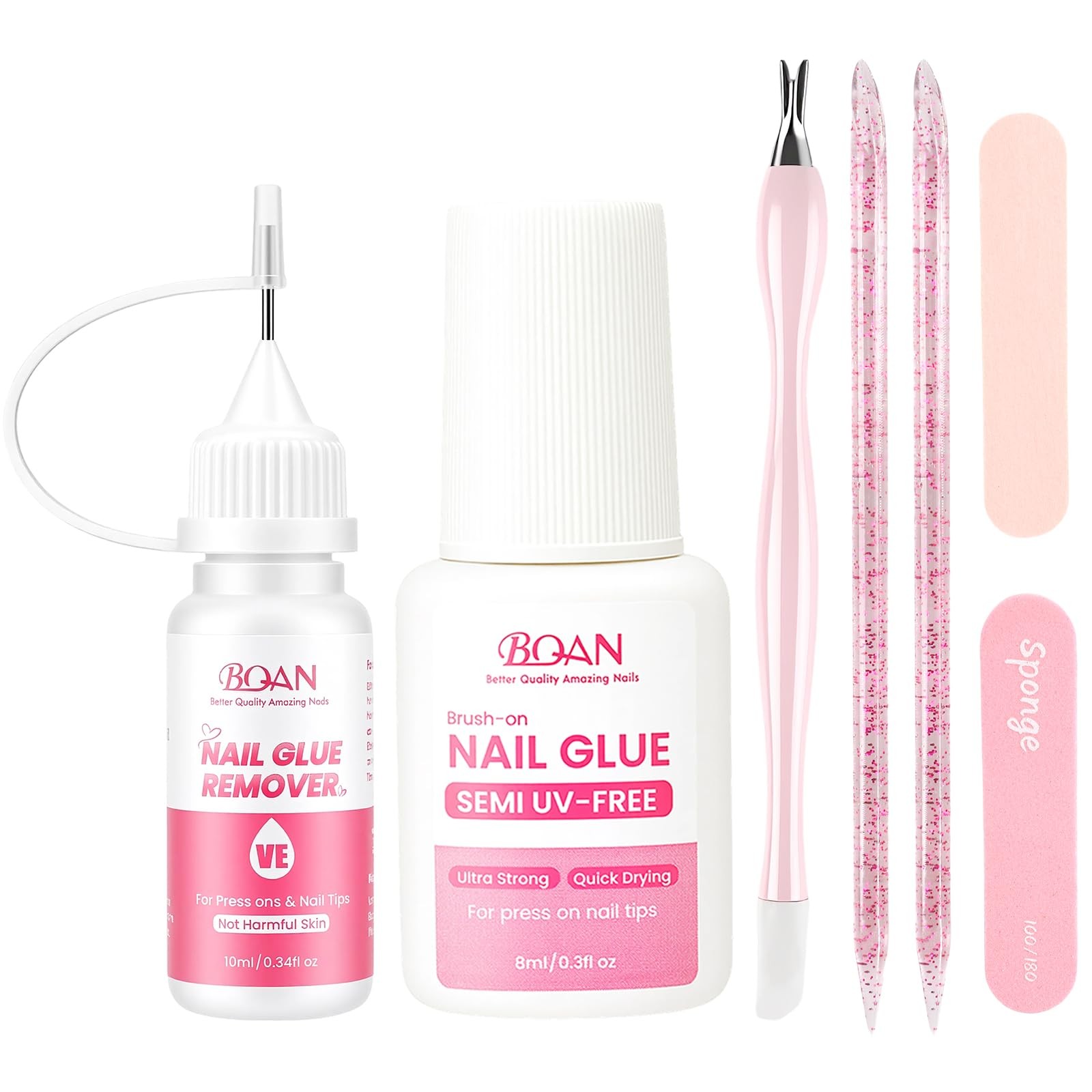 Semi Nail Glue Brush on Kit for Press on Nails & Nail False Tip