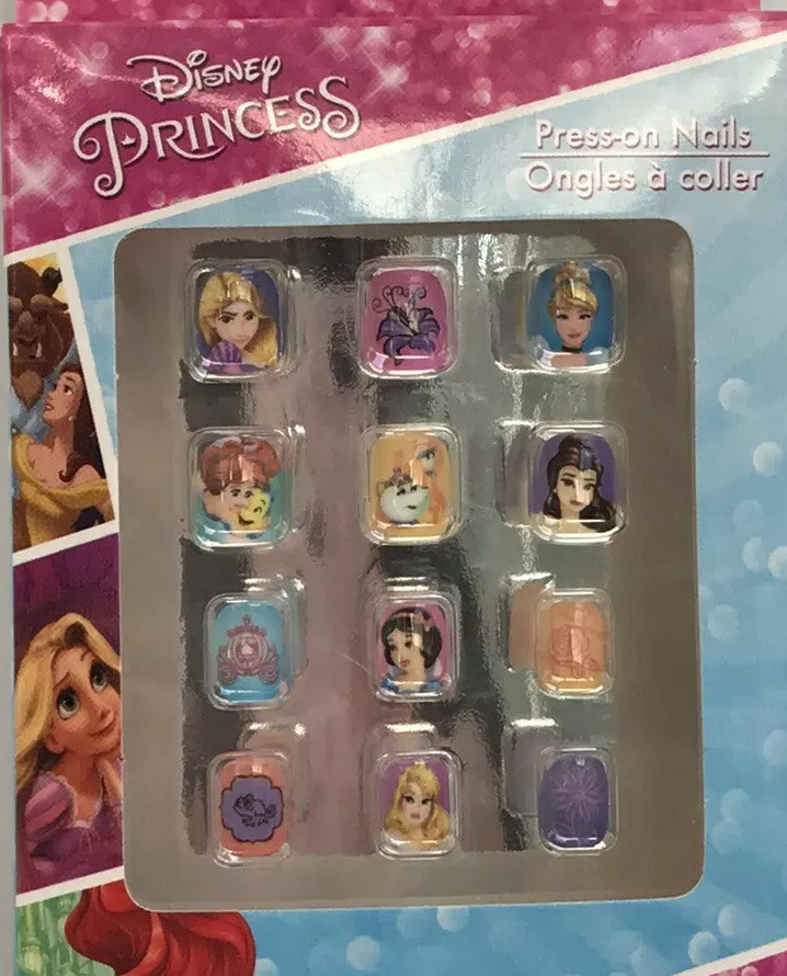12pc Disney Princess Press-on Nails 6+ Girl Colorful Cute Party Easy Present New