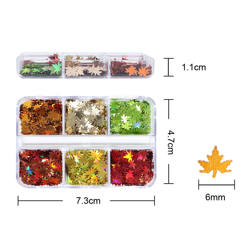 Autumn Maple Leaf Nail Art Glitter Sequins Flakes Nails Stickers Decoration Tip