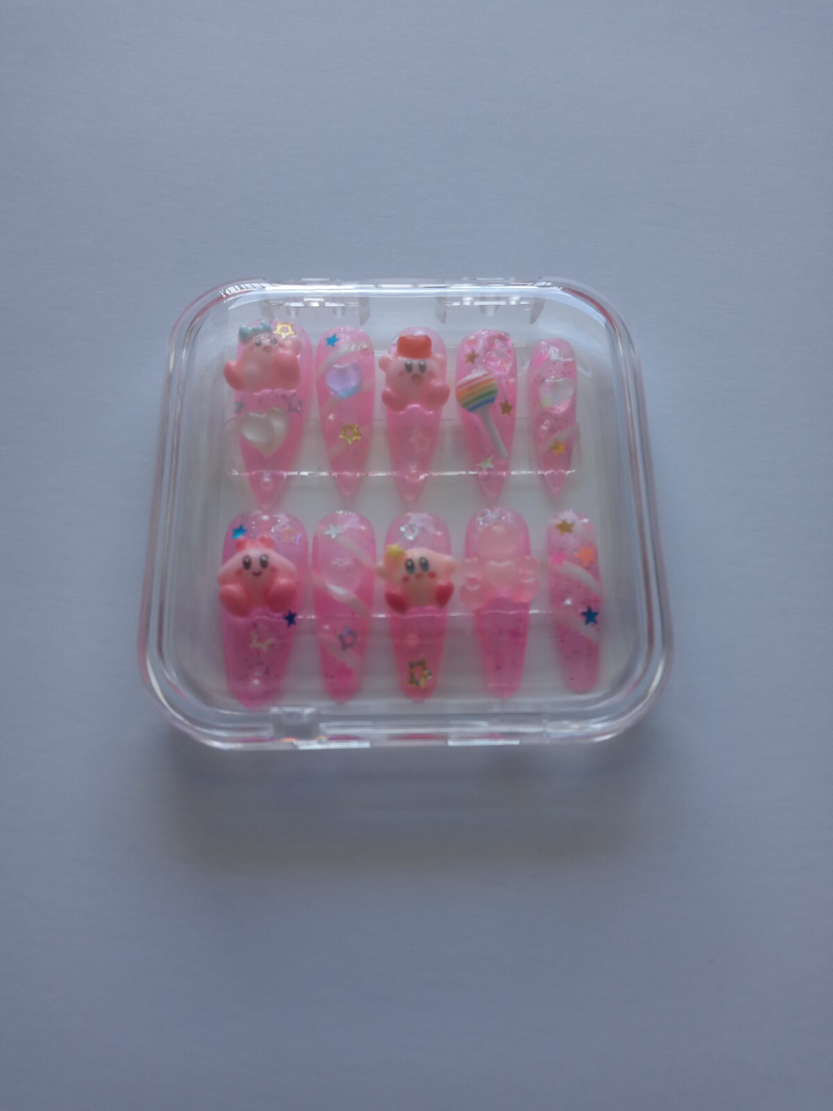 Handmade Press on Nails Y2k, Kawaii,Kirby,Made to order “Pick “.
