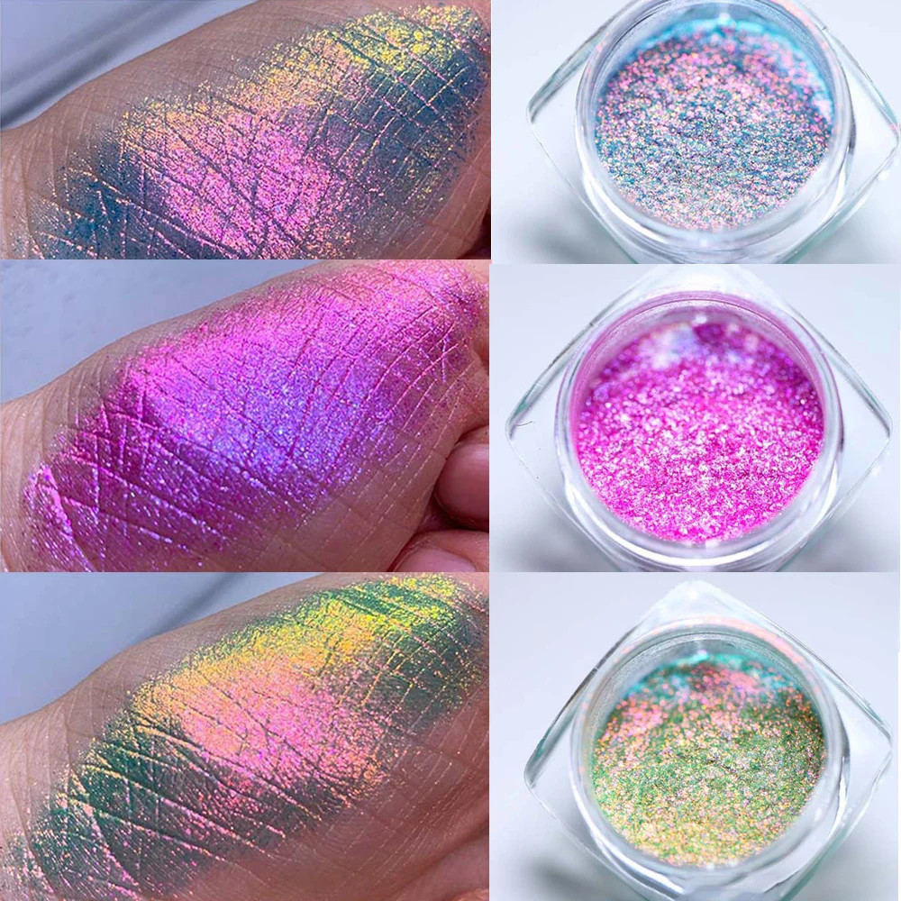 1 Box Multichrome Chameleon Nail Powder Glitter Aurora Neon Chrome Pigment Dust