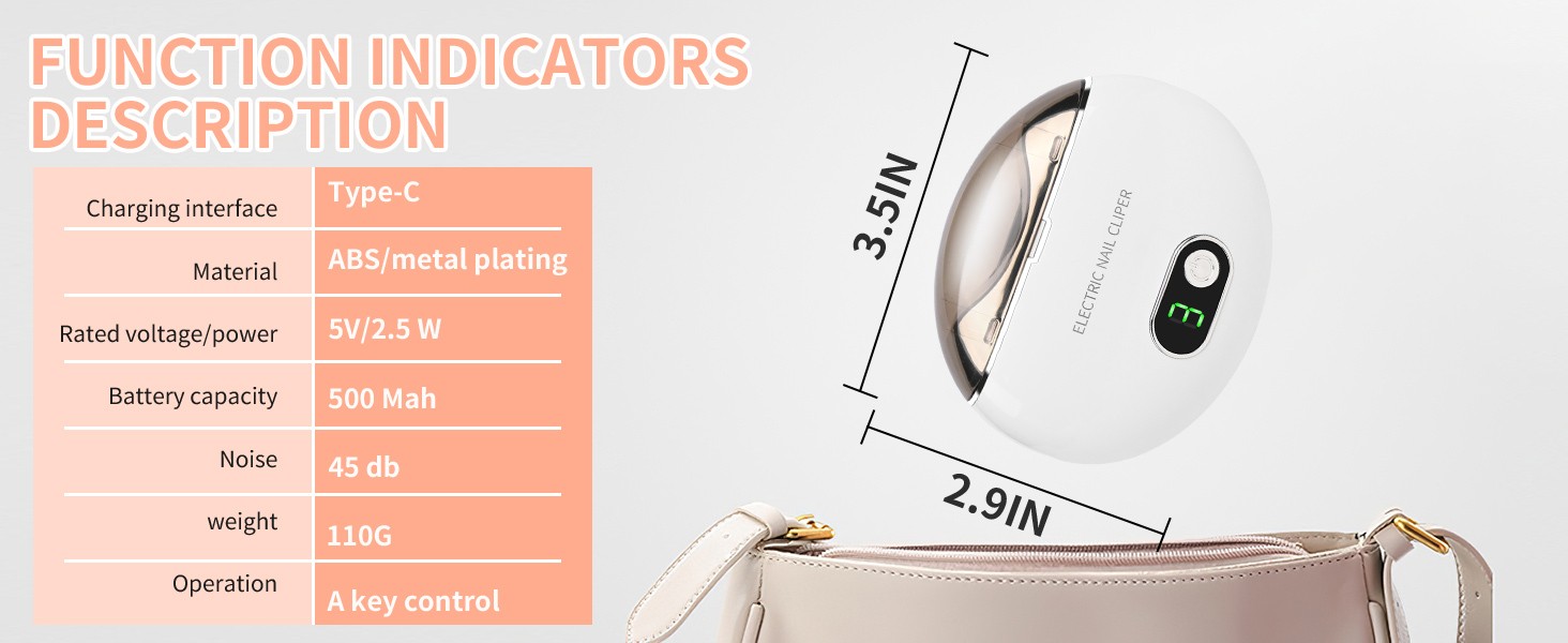 Electric Nail Clipper & Nail File Automatic Trimmer with 3-Speed