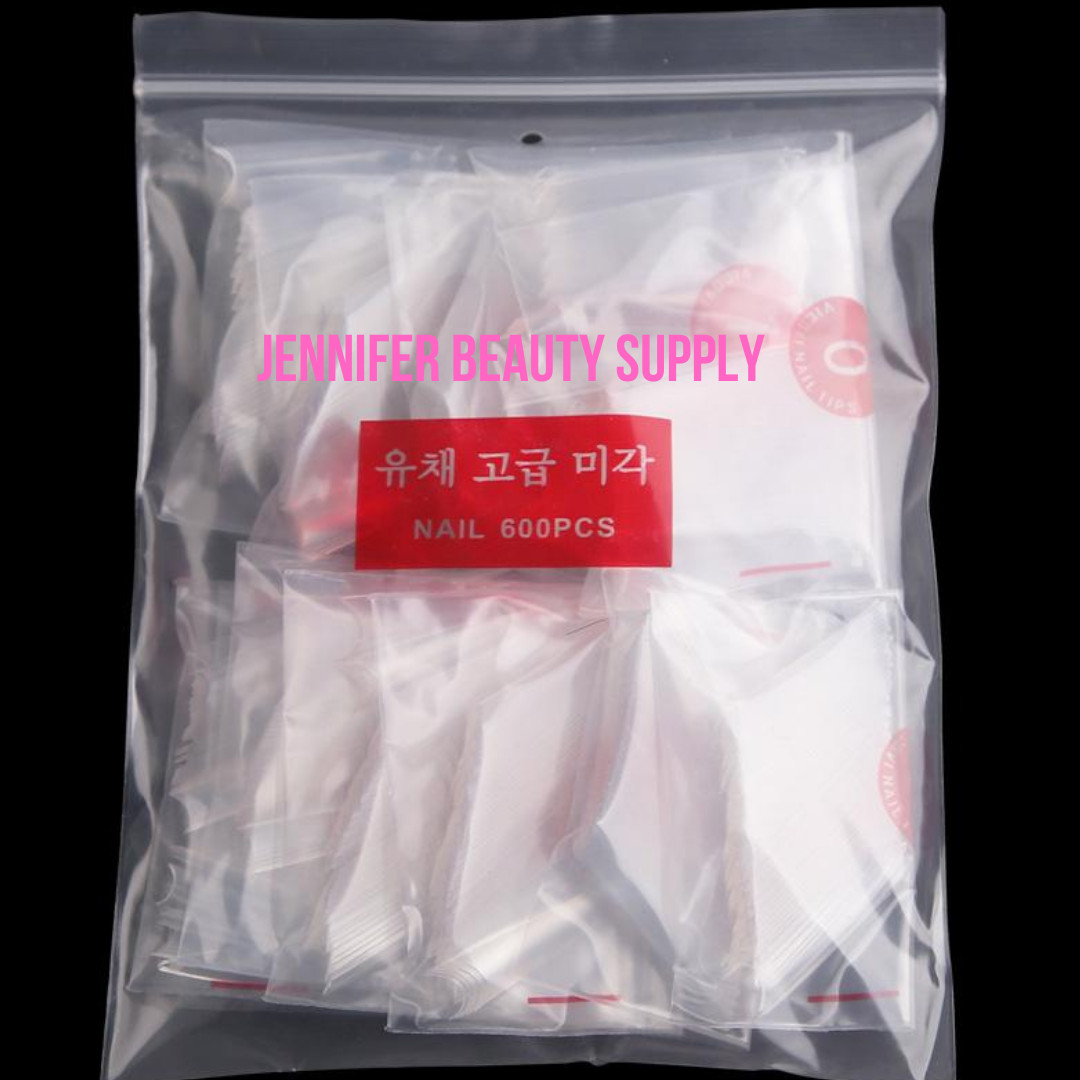 600 PCS EXTRA LONG STILETTO NAIL TIPS HALF FALSE FAKE ACRYLIC NAIL NATURAL CLEAR