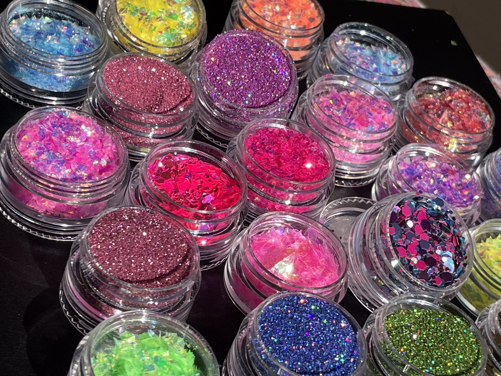 Glitter Bundle Fine Glitter Iridescent Nail Flakes 6pcs Stacks Nail Craft MUA