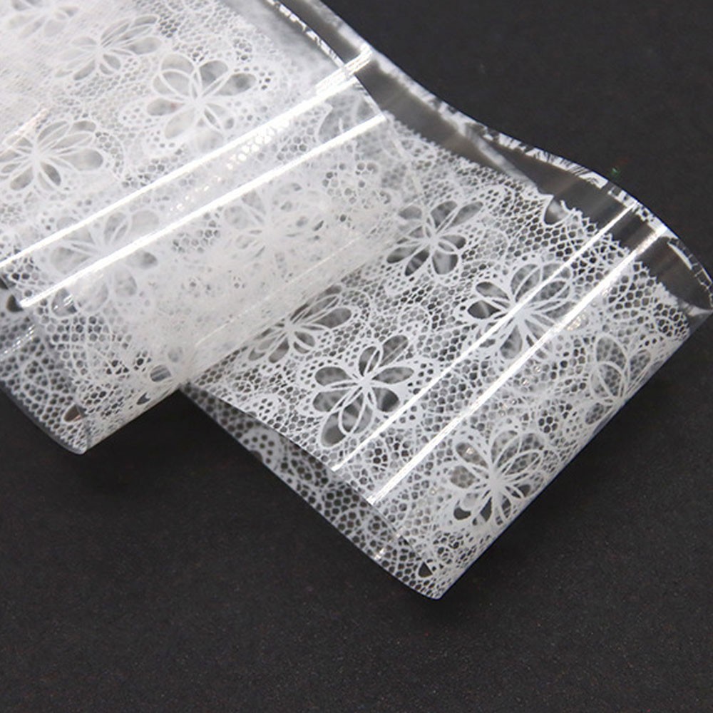 10 Rolls Sexy Lace Nail Foils Black White Transfer Paper Nail Art Stickers AE