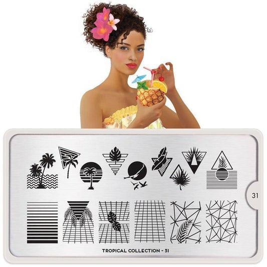MoYou-London Tropical Collection 37 Nail Stamp Plate Boho Summer Beach sunset
