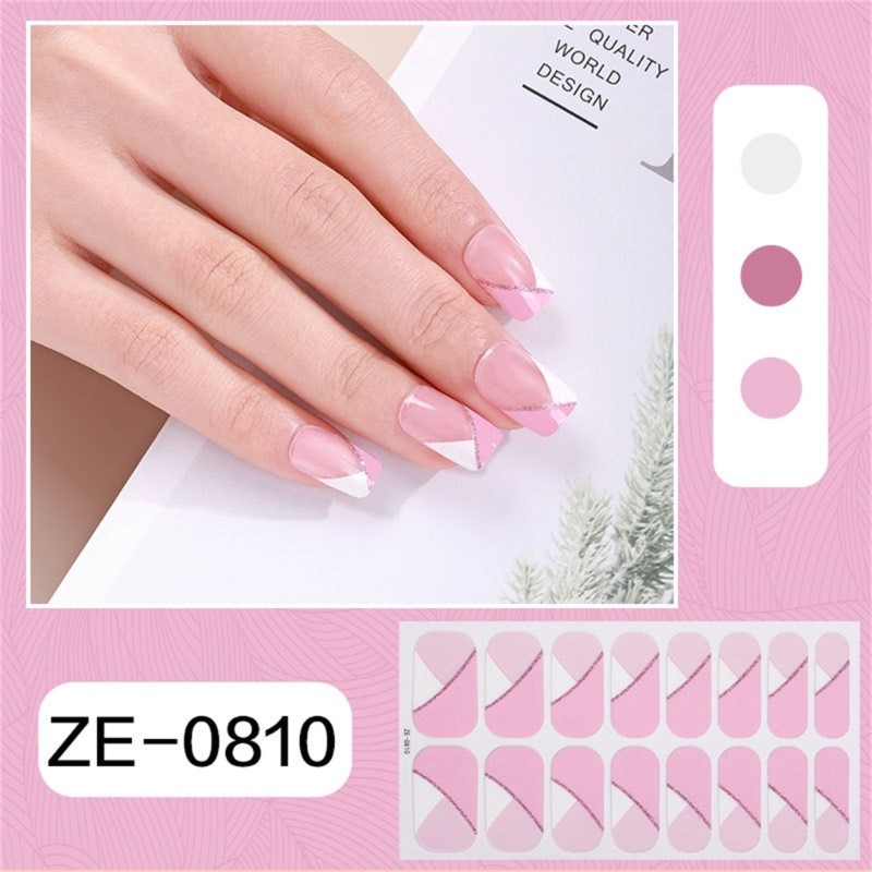 French Tip Nail Stickers Glittering Gels Nail Stickers Flowers Gels Nail Strips