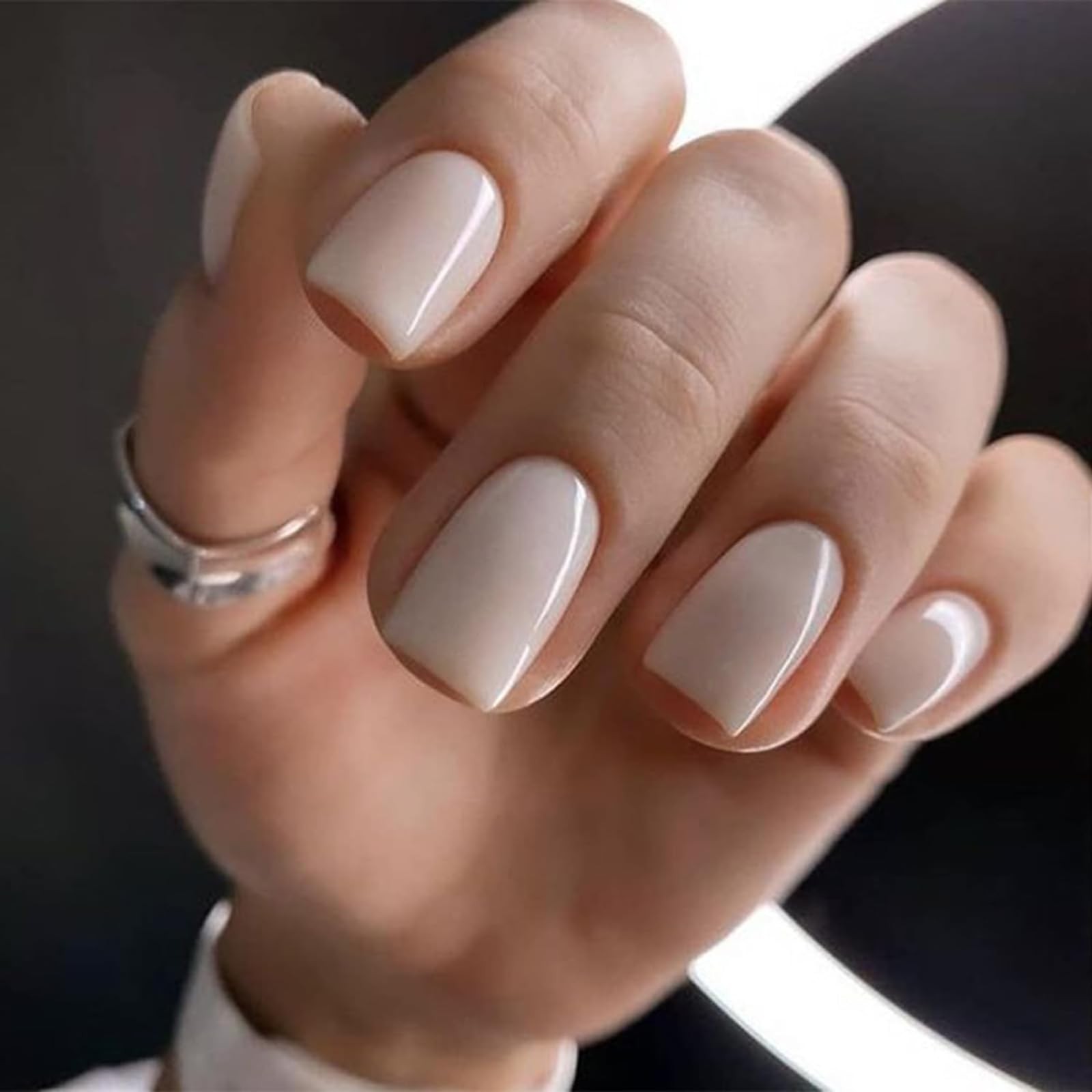6 Packs (144 Pcs) French Tip Press On Nails – Milky White Short Square Press …