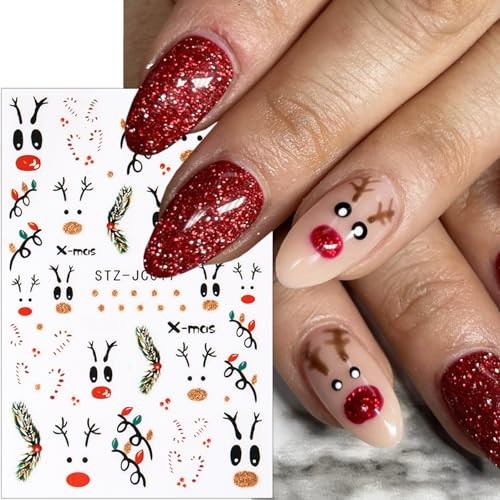 6 Sheets Christmas Nail Stickers for Nail Art 3D Self-Adhesive Xmas Bow Hp-6
