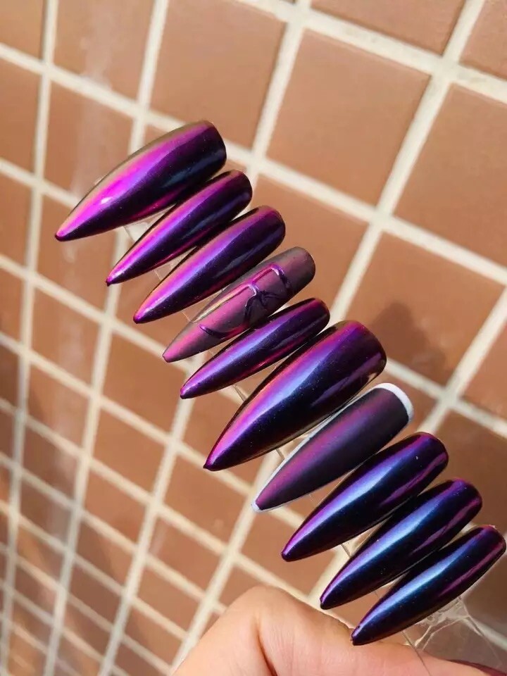 New Chameleon Nail Art Mirror Chrome Powder Rainbow Colour Changing Blue Purple