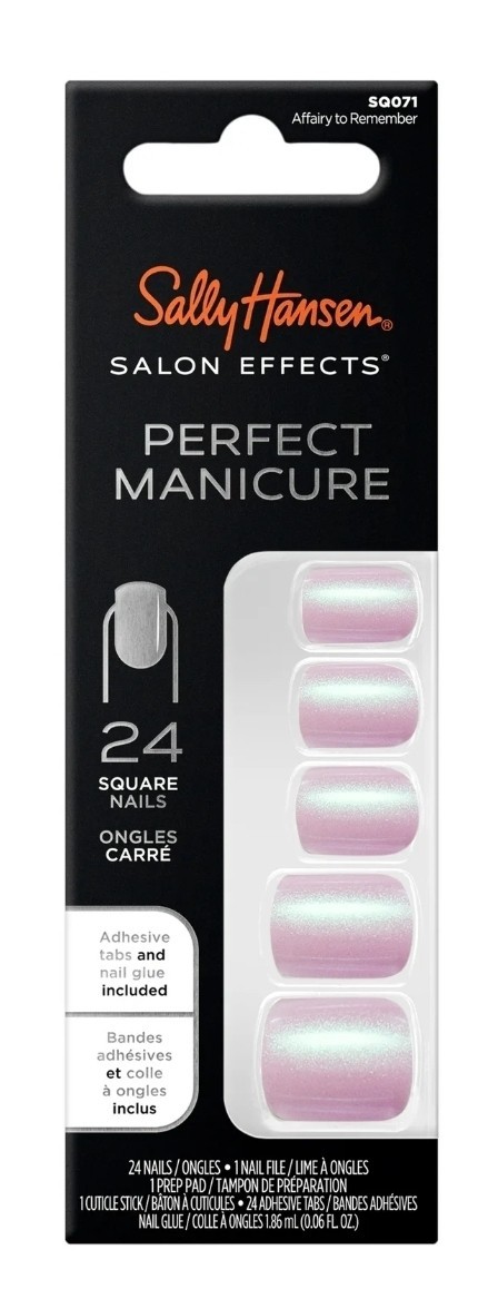 Lot of 2 Sally Hansen Perfect Manicure Press-On Nails • Pink/Purple • Square