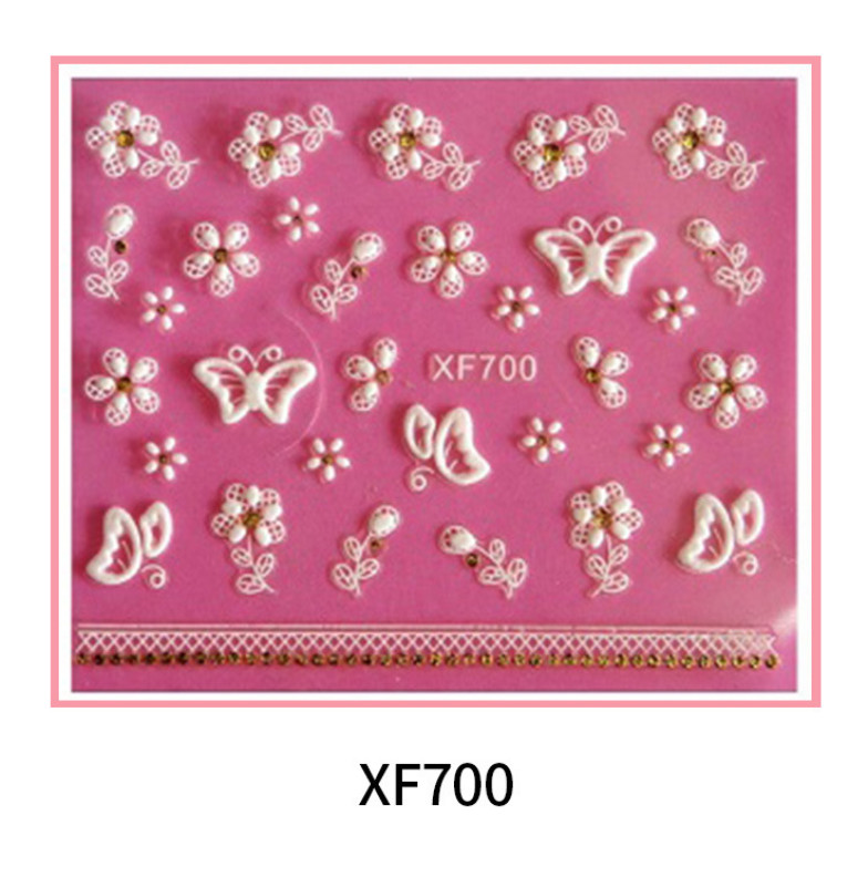 Heart Rose Daisy Flower Rhinestone Lace Stripe 3D Nail Art Stickers Decals NS42