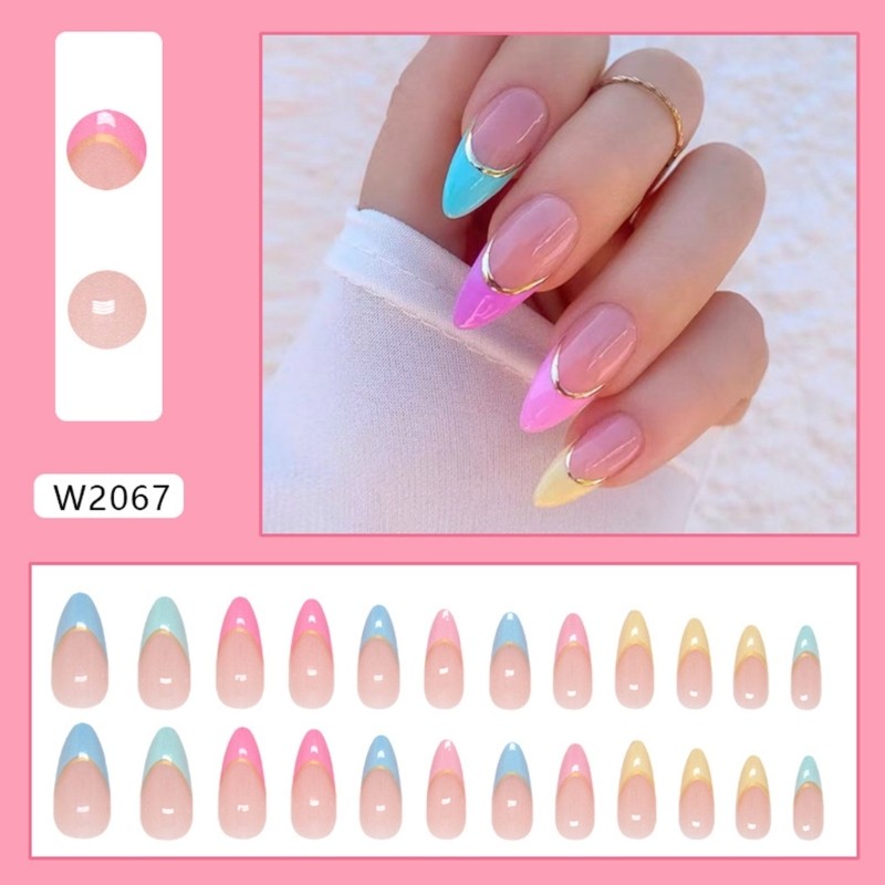 24 Colorful Artificial Nail Plastic Manicure Set For Parties Event Daily Styles