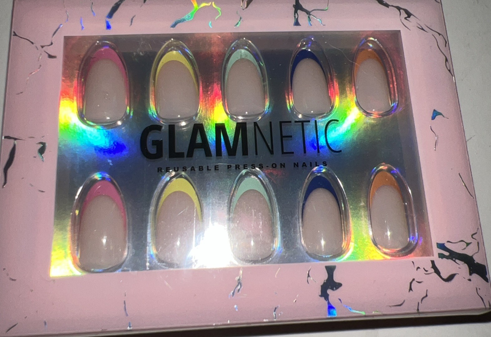 Glamnetic Press On Nails Sprinkles Reusable Semi-Transparent 24 Nail Kit w/ Glue