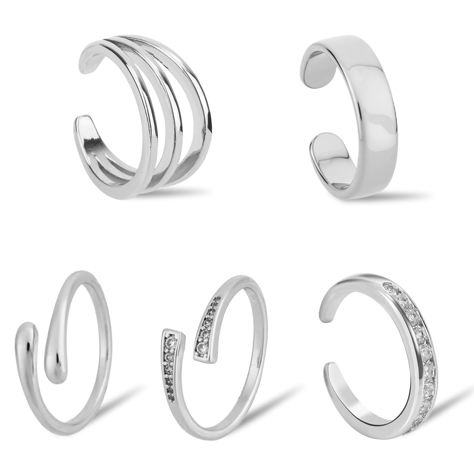5pcs Toe Rings for Women, 5 Styles Non-Tarnish Open Band Adjustable Band Toe …
