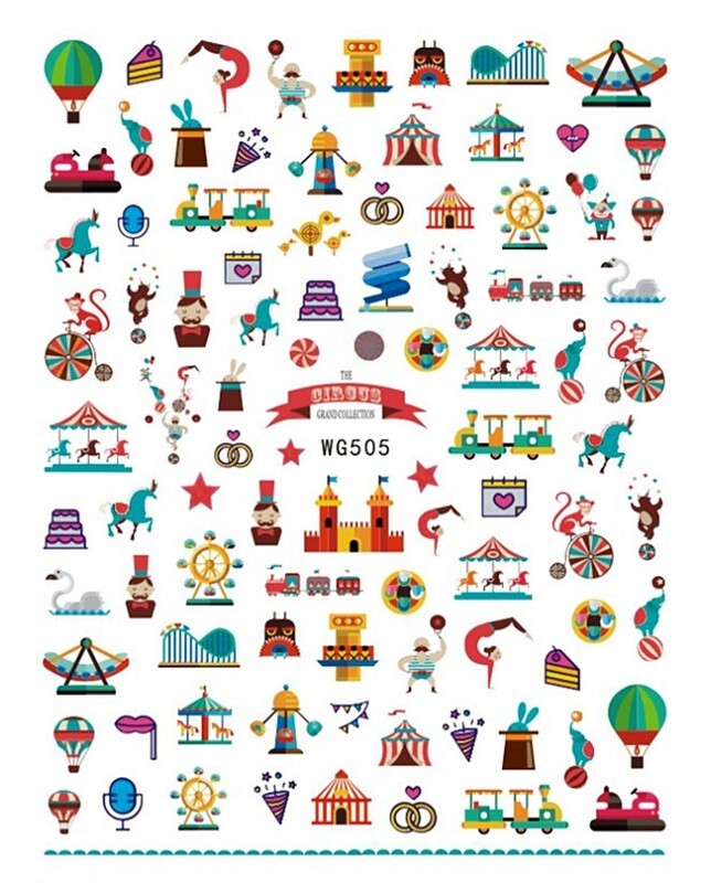 Happy Carnival Nail Stickers Mask Music Firework Drink Stars Moon Gift Parade