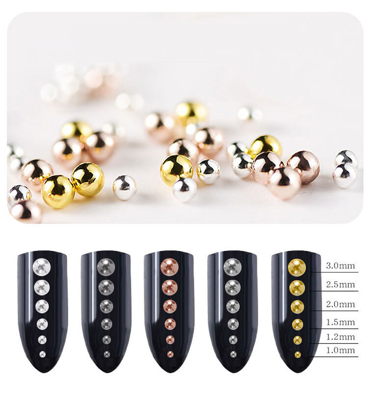 12 Grids Nail Art Mini Metal Caviar Beads 1.0-3.0mm Steel Beads 3D Design DIY