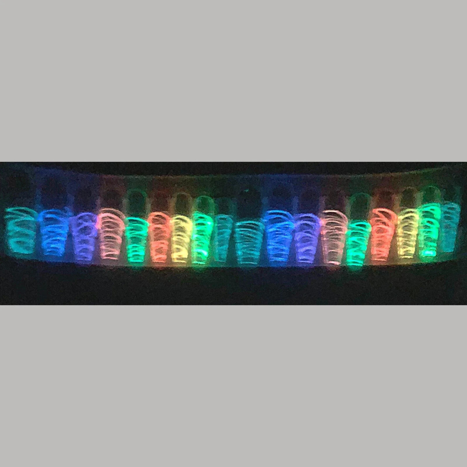 Long rainbow glow in the dark tips- Press on nail set- Size 0-8, Ex-long Balleri