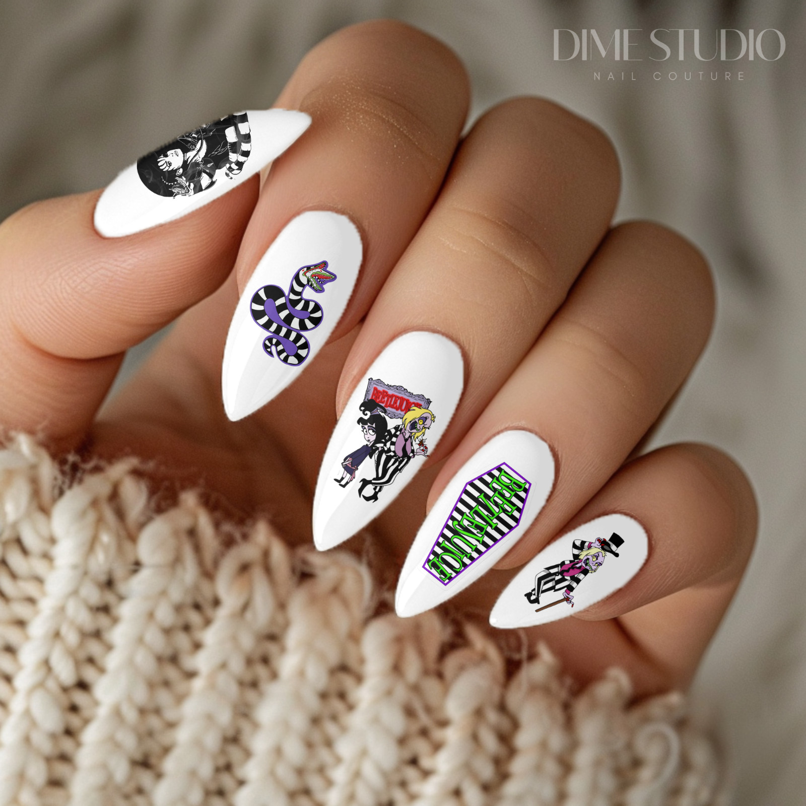 Beetle Juice Lydia Halloween Nail Decals Water Transfer Nail Art HL-1013