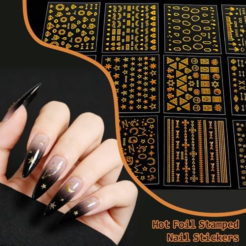 90 Sheets Nail Stickers for Nail Art DIY, 3D Nail Art Stickers Decals, Self