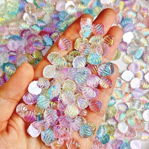 200Pcs Summer Ocean Seashell Nails Charms 3D Resin Shell Nail Art Rhinestones