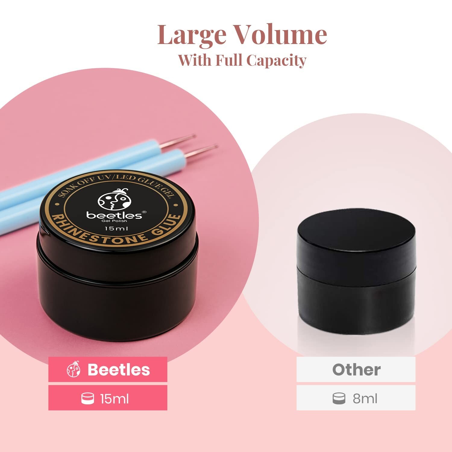 Beetles Rhinestone Nail Art Glue with Dual Brush Set – Perfect Gift for Girls