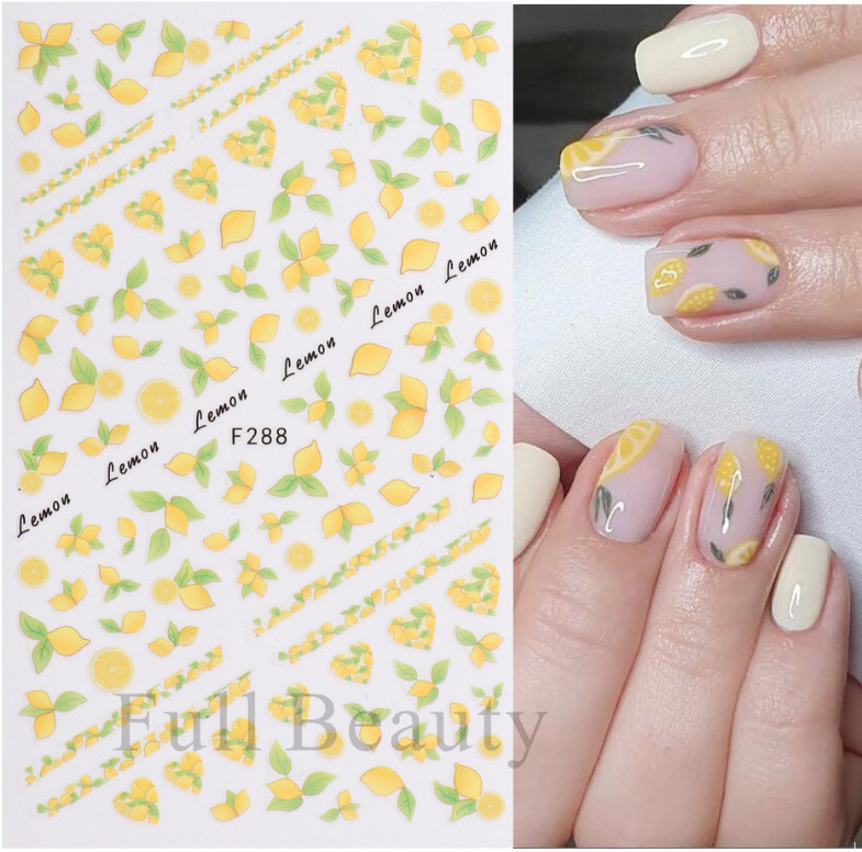 3D Nail Art Sticker Transfer Decals Strawberry Cherry Lemon Fruit Pattern NH15