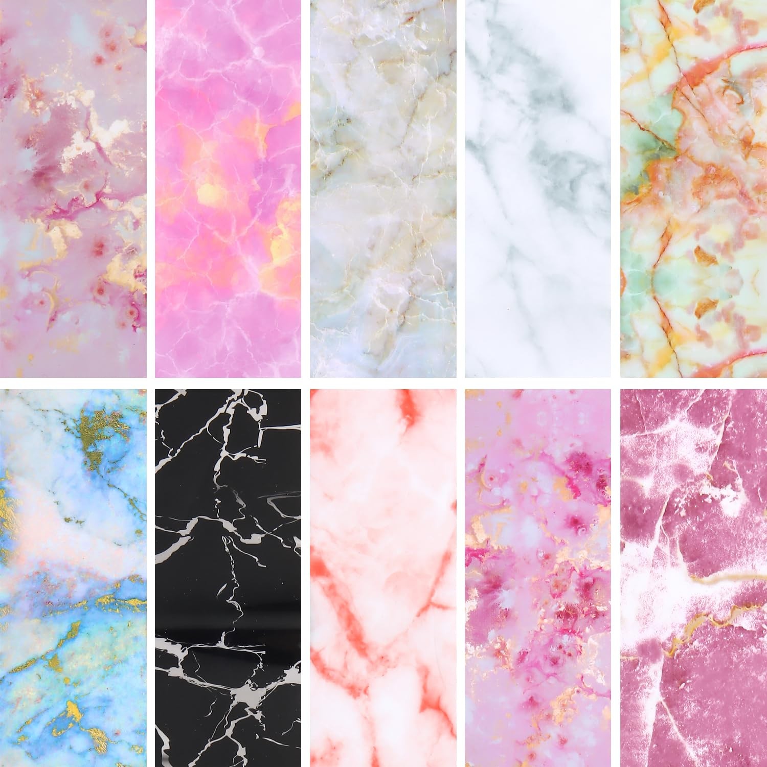 SUTOKAKA Pink Marble Nail Art Foil 10 Rolls