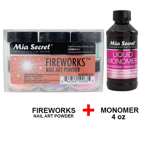 Mia Secret Monomer 4 oz with 6 Colors Set Nail Art Powder Selection (Pick Yours)