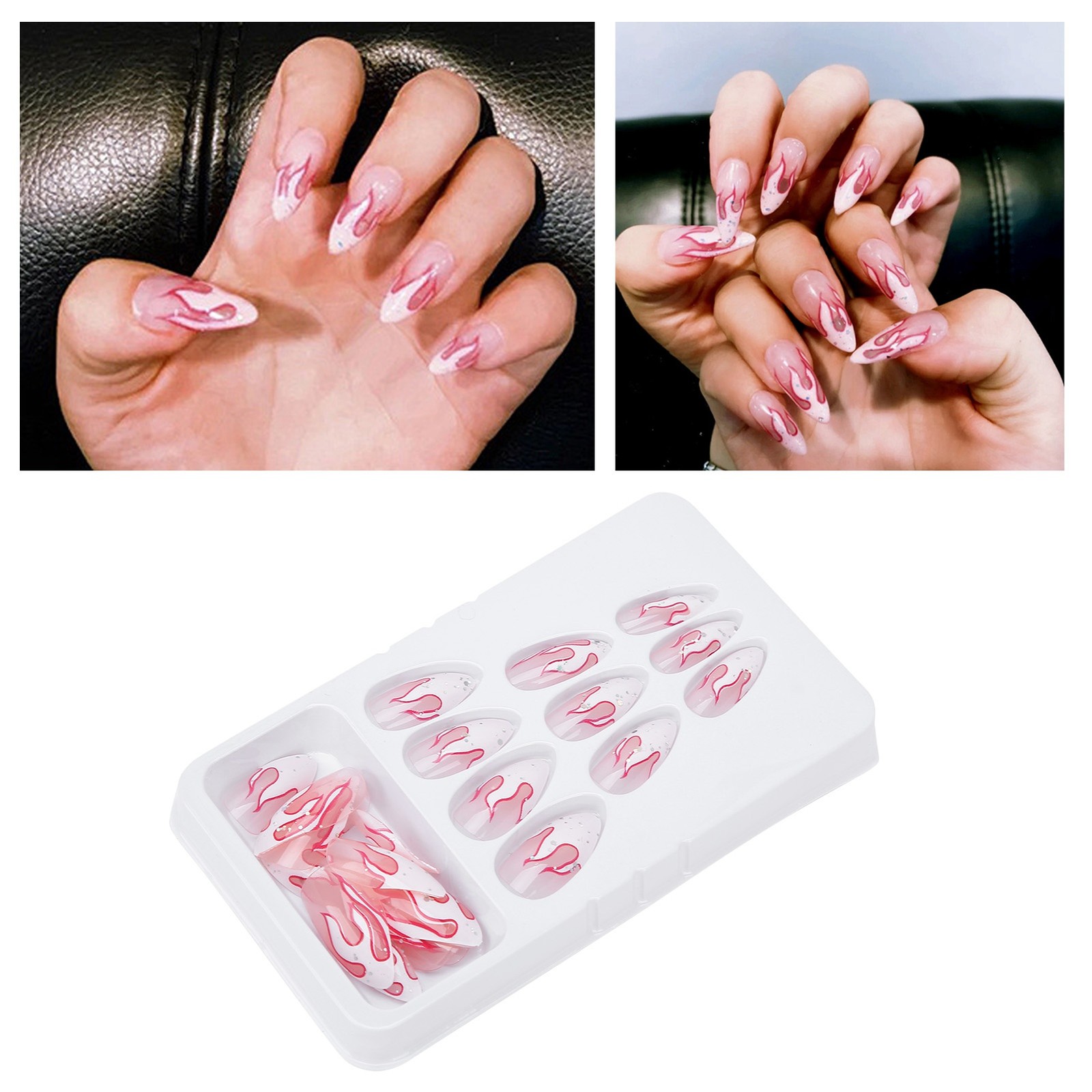 24pcs Women Girls Exquisite False Nails Full Cover Fashionable Fake Nail Tip CHU