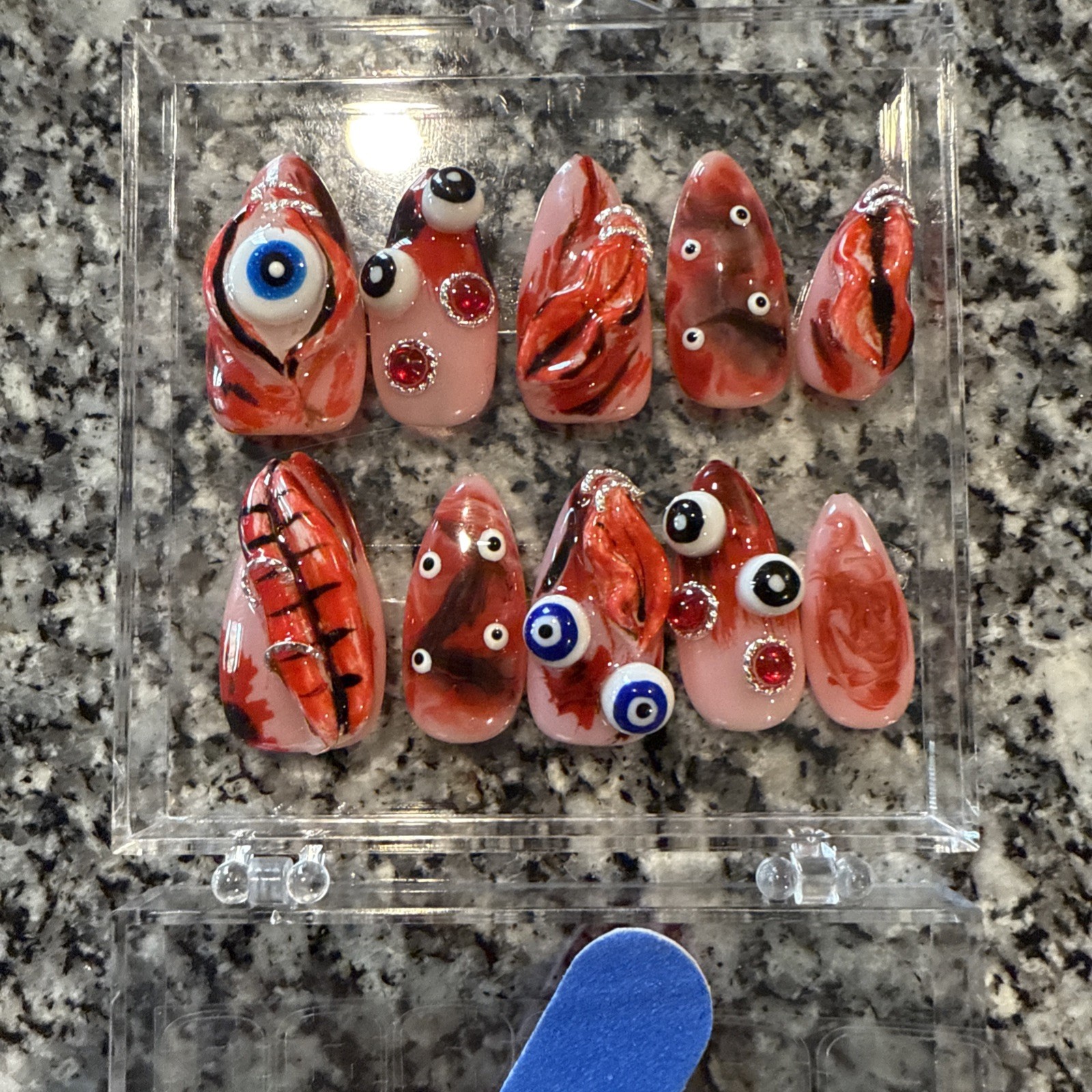 💎 CUSTOM Halloween Acrylic Handmade Press On Nails – Almond Shape – Size Large