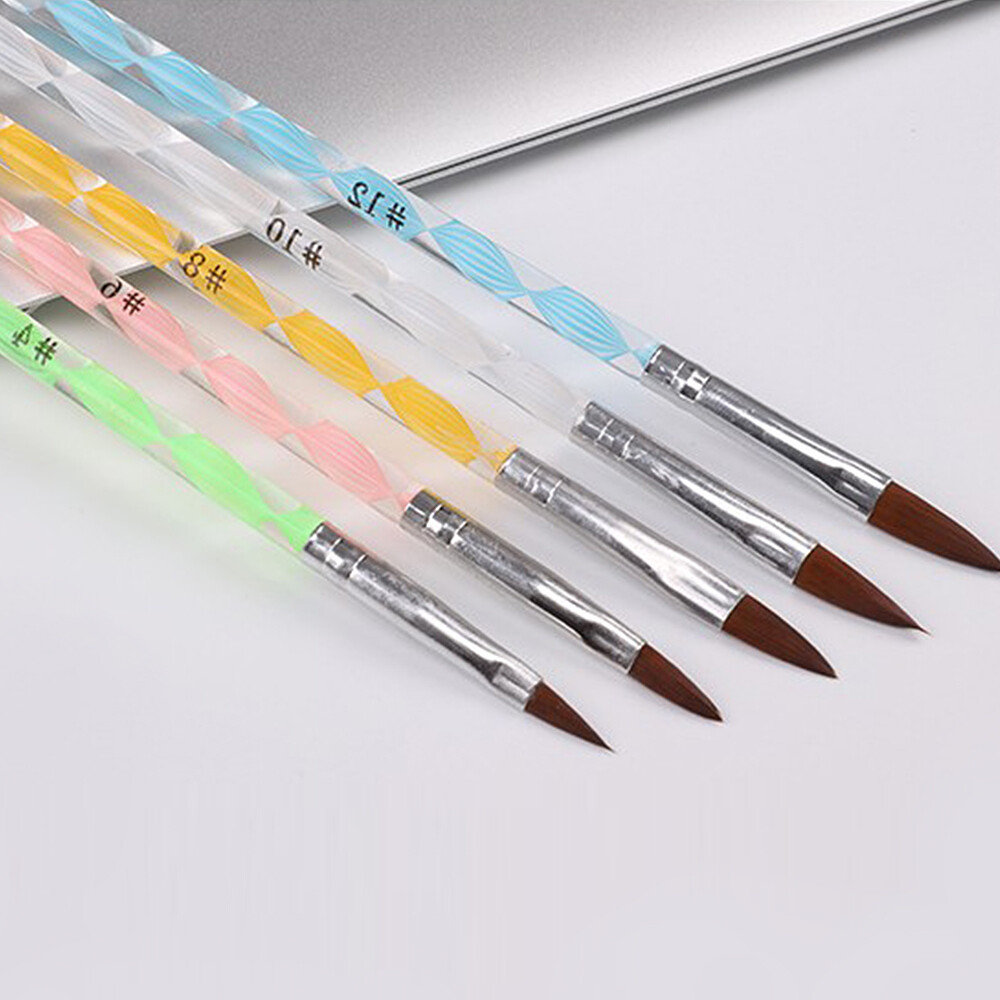 5Pcs Acrylic 3D Painting Drawing UV Gel DIY Brush Pen Nail Art Tool #4/6/8/10/12