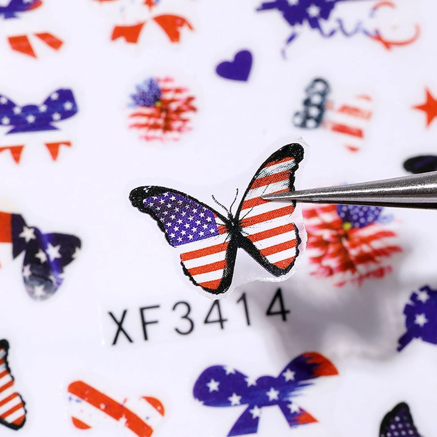 Independence Day Nail Stickers – 8 Sheets 3D Self-Adhesive Decals for Women