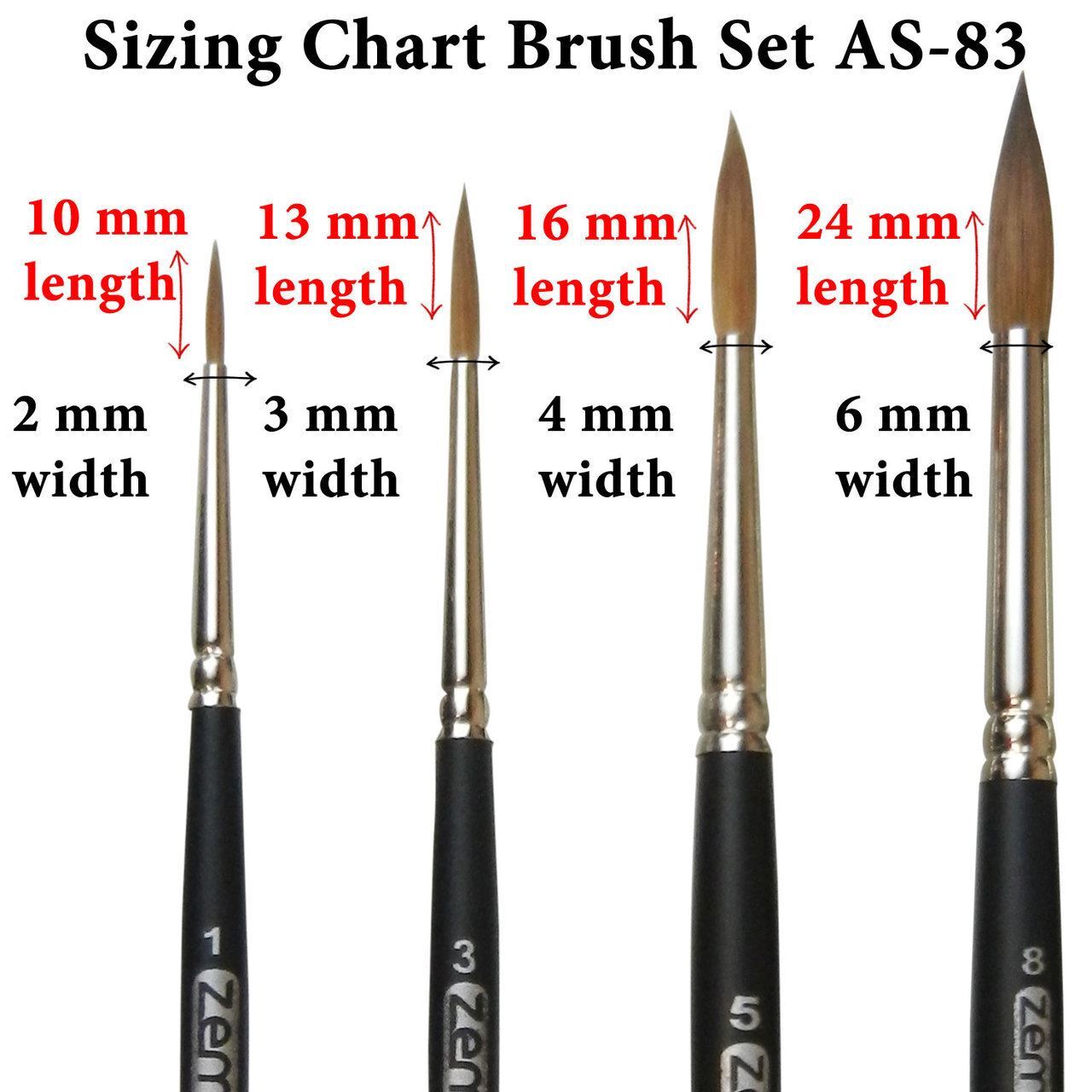 AS-83 Kolinsky Pure Sable Rounds Brush Set 4 pcs