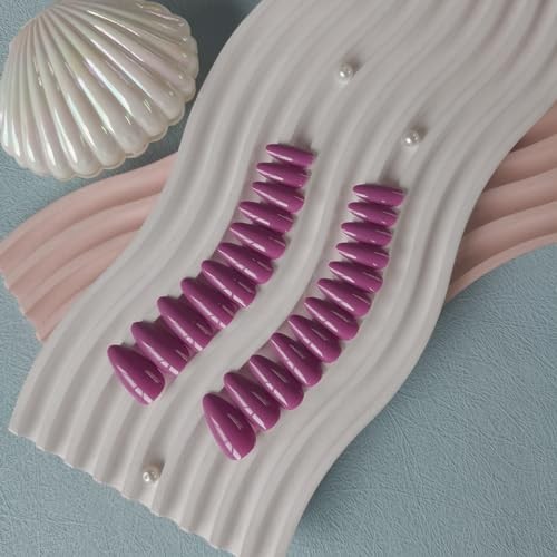 Dark Purple Press on Nails Almond Shaped Nails Press ons, glossy dark purple
