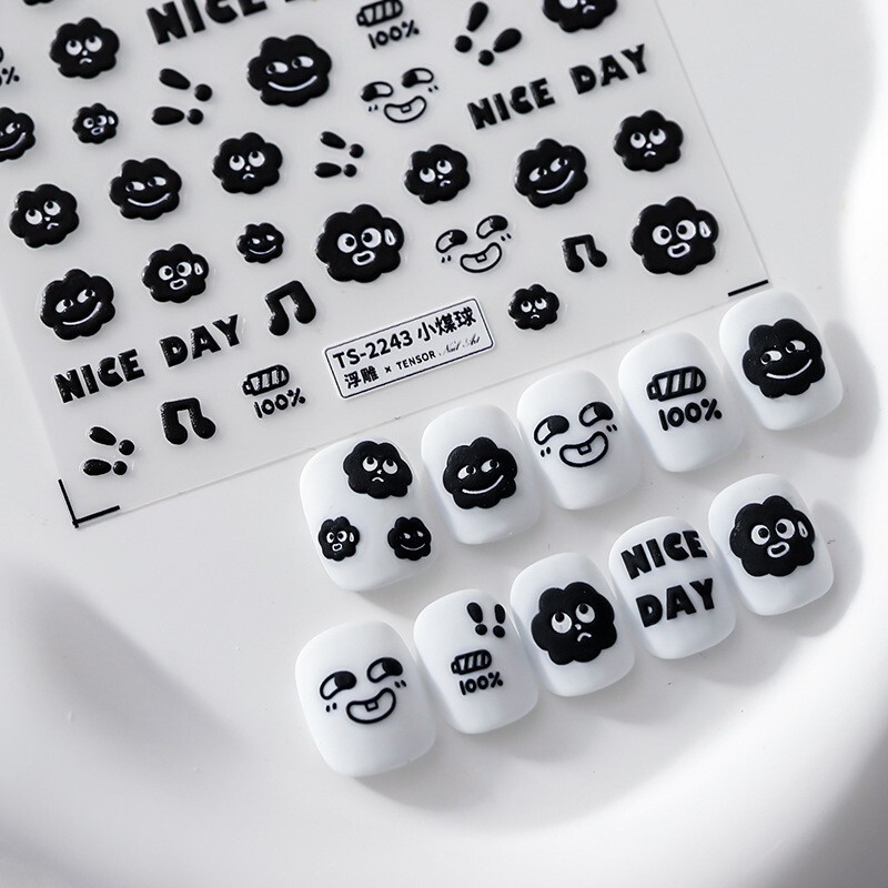 5D Coal Ball Nail Art Decal, Nail Decals, DIY Nails, Embossed Nail Stickers (60)