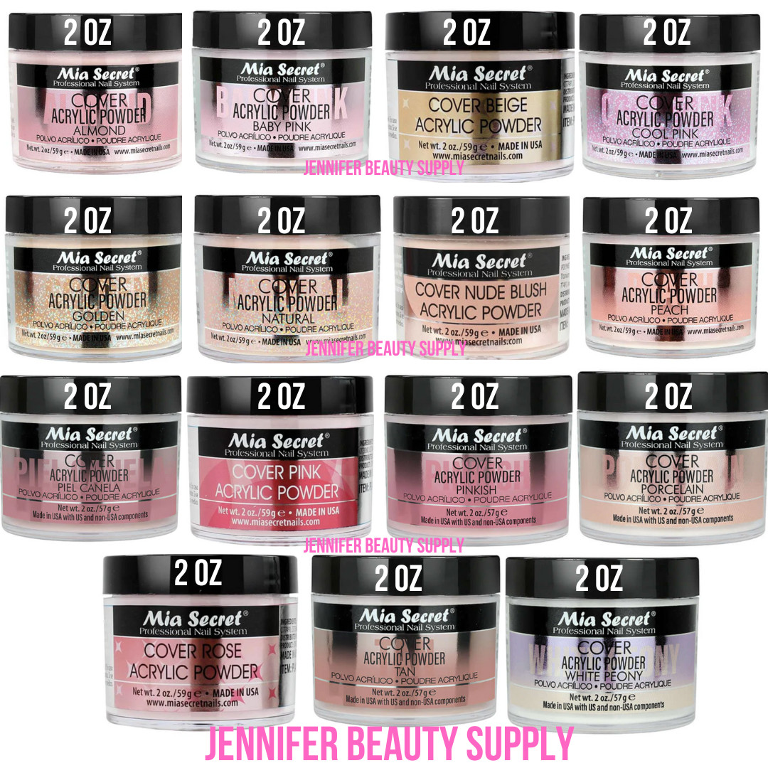 MIA SECRET COVER ACRYLIC POWDER ALMOND BABY COOL PINK NATURAL GOLDEN PEACH 2 OZ