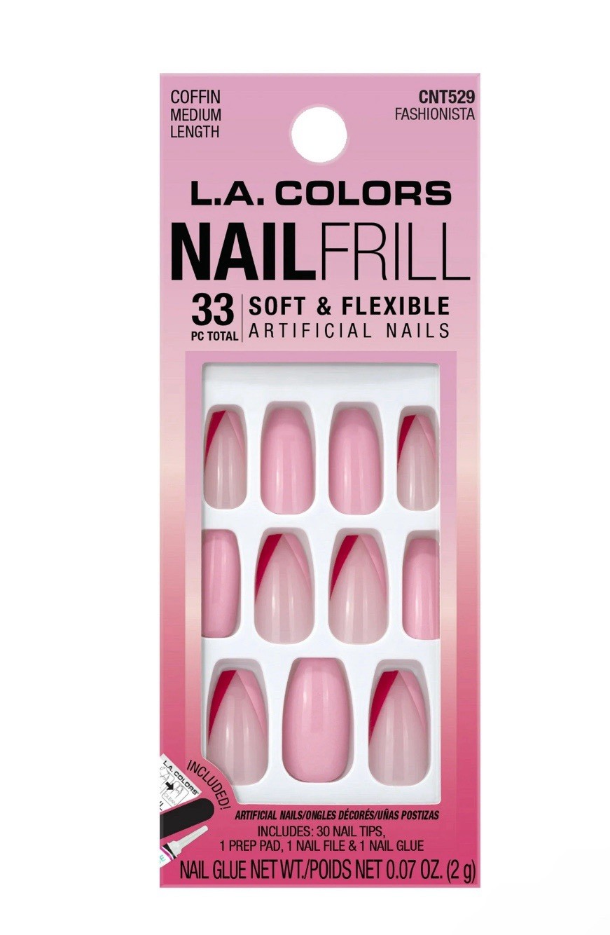 L.A. Colors Let’s Shine Press On Nail Trend Sunset Sky Almond Medium Length