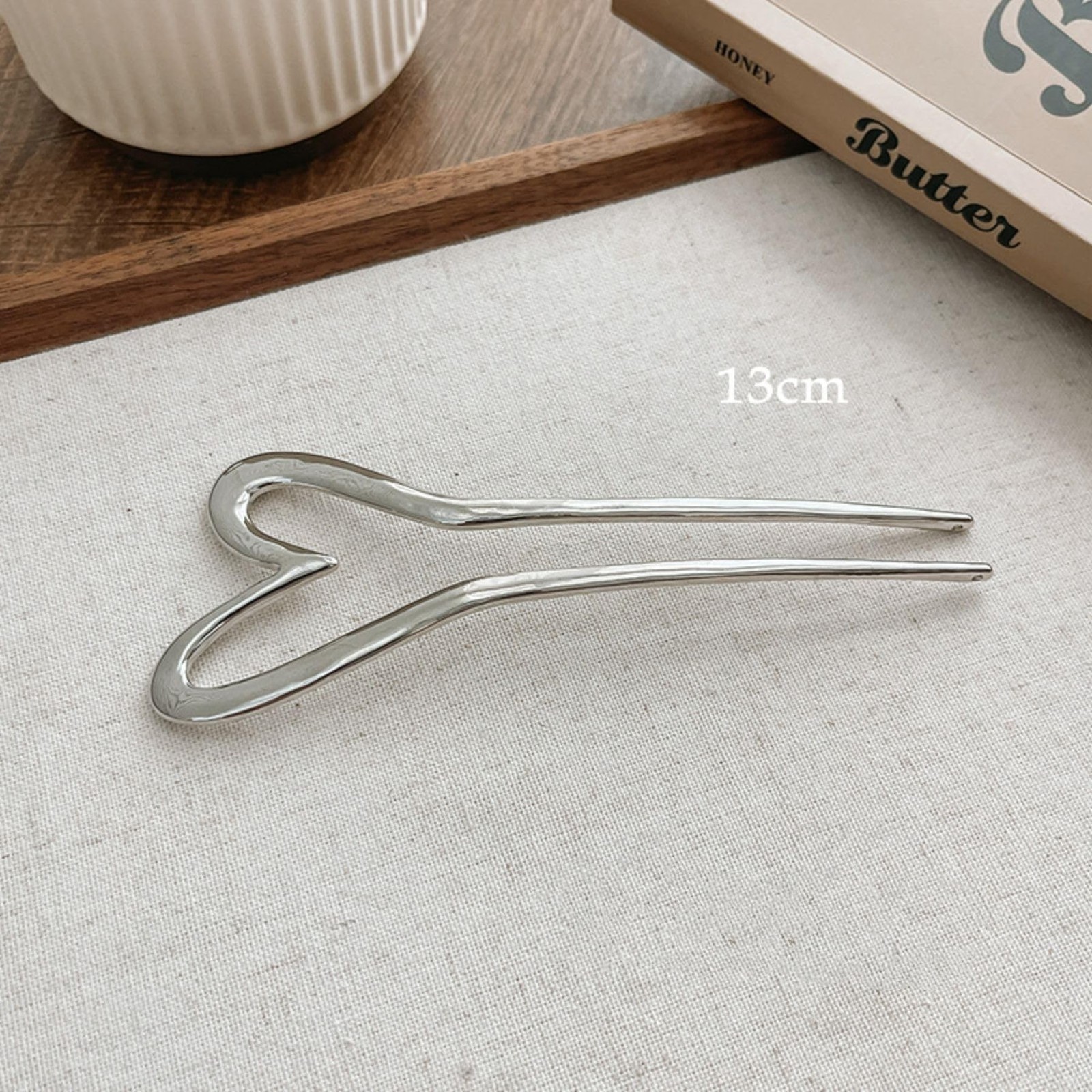 2pcs Metal Heart Hairpins Golden Silver Pins Hair Stick Metal U-shaped Hair F…