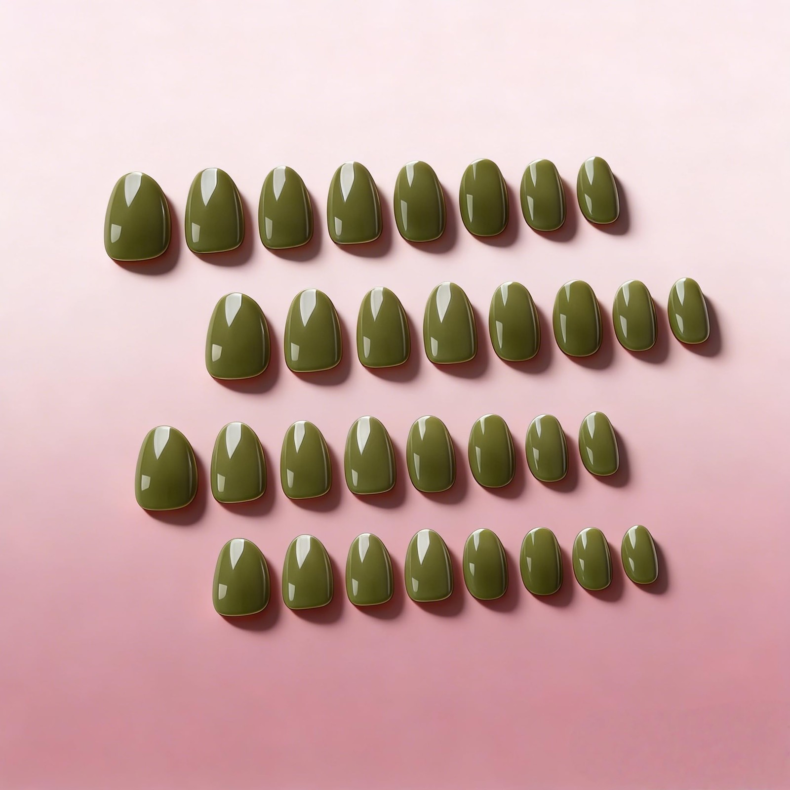 KQueenest Press On Nails Short – Olive 32 Pieces (Pack of 1), forest green