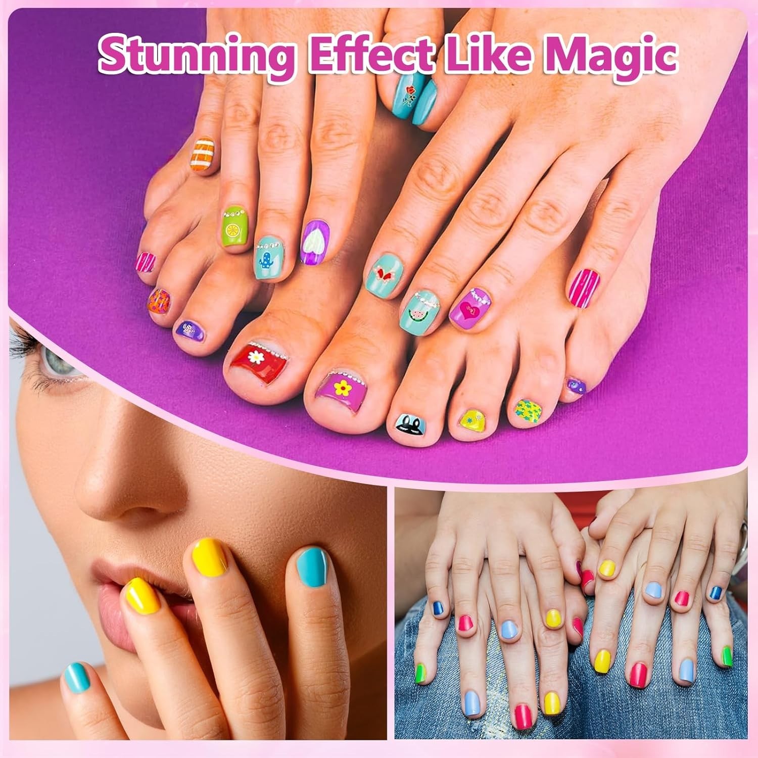 Nail Art Pen Set for Kids, Non-Toxic Nail Polish Glitter Doodle Tip, Nail Art
